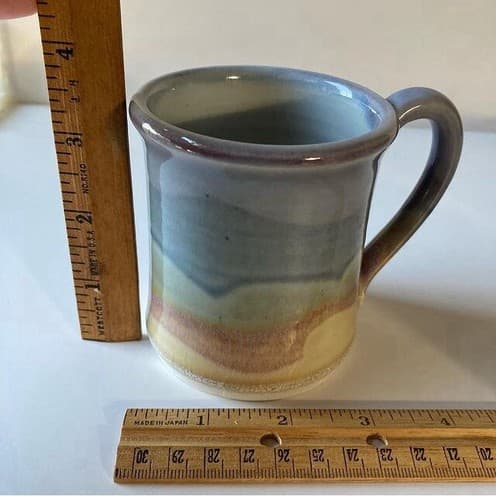 Vintage Studio Pottery Glazed Ceramic Mugs Pastel Watercolors Kawaii Boho 3 MUGS - Thumbnail 2