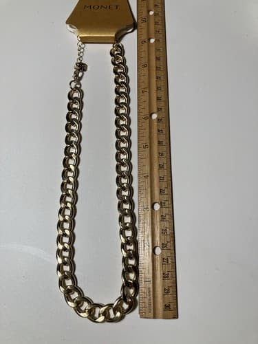 Monet Gold Tone Chunky Chain Necklace NWT Classic Minimal Chic 18 inches Cuban - Thumbnail 10