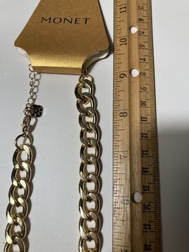 Monet Gold Tone Chunky Chain Necklace NWT Classic Minimal Chic 18 inches Cuban - Thumbnail 6