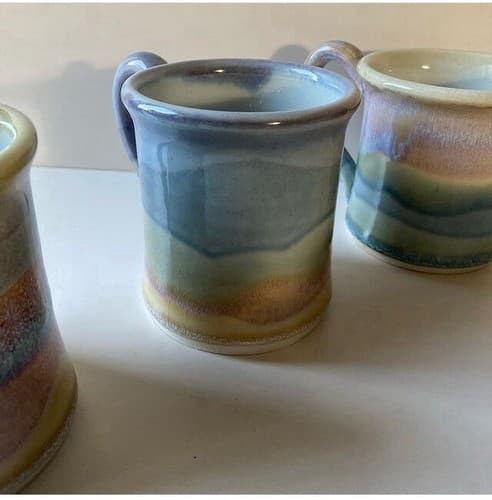 Vintage Studio Pottery Glazed Ceramic Mugs Pastel Watercolors Kawaii Boho 3 MUGS - Thumbnail 9