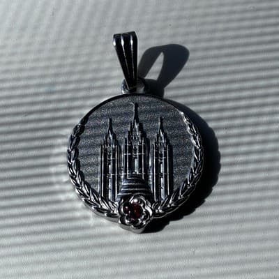 LDS Mormon Young Womens Personal Progress Medallion Silver Tone Red Rhinestone - Thumbnail 6