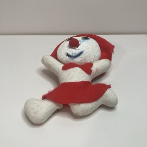 Vintage MCM Flocked Snowman Ornament W Red Scarf Hat Vtg XMAS Mid Century - Thumbnail 7