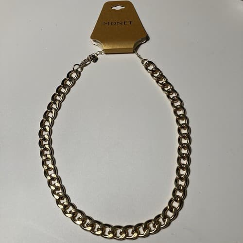 Monet Gold Tone Chunky Chain Necklace NWT Classic Minimal Chic 18 inches Cuban - Thumbnail 2