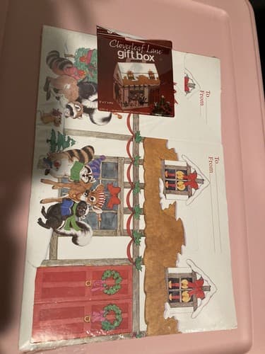 Vintage American Greetings Christmas Cloverleaf Lane Gift box. NOS 9x5x8 3/4 USA - Thumbnail 8