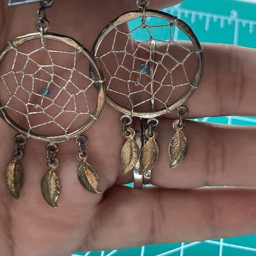 Vintage Southwestern Dream Catcher Earrings New On Card Silver Tone Vtg Native - Thumbnail 3