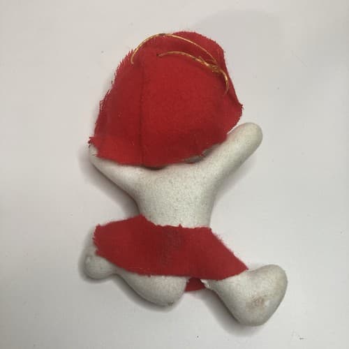 Vintage MCM Flocked Snowman Ornament W Red Scarf Hat Vtg XMAS Mid Century - Thumbnail 6