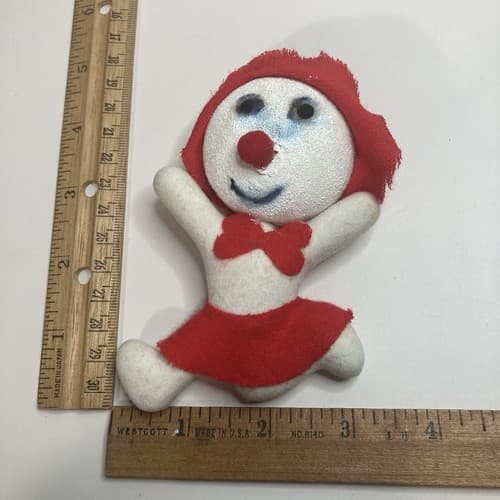 Vintage MCM Flocked Snowman Ornament W Red Scarf Hat Vtg XMAS Mid Century - Thumbnail 2