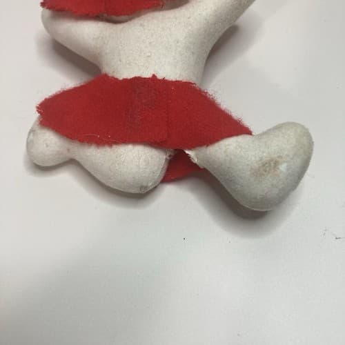 Vintage MCM Flocked Snowman Ornament W Red Scarf Hat Vtg XMAS Mid Century - Thumbnail 5
