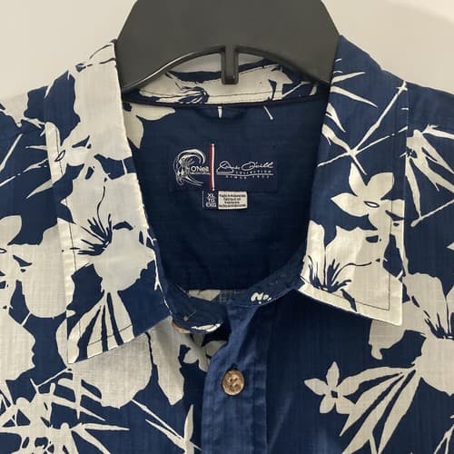 O’Neill XL Men’s Button Up Navy Floral Hibiscus Hawaiian Cotton Shirt - Thumbnail 2