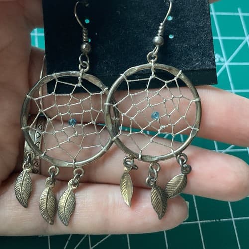 Vintage Southwestern Dream Catcher Earrings New On Card Silver Tone Vtg Native - Thumbnail 5