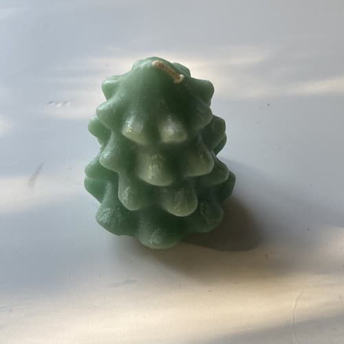 Vintage Green Christmas Tree Candle Made In Hong Kong Unlit