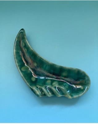 Vintage MCM Green Glazed Ceramic Pottery Ashtray Retro Mid Century Modern 60s 70 - Thumbnail 6