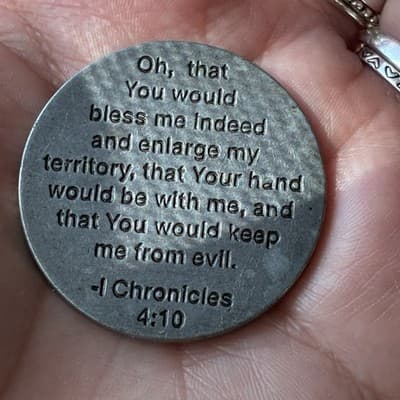 Vintage Prayer Of Jabez Coin Token Pewter Pocket Prayer Coin Christianity - Thumbnail 2