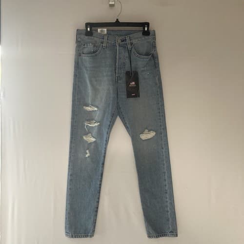 LEVI'S 501 Women's High-Rise Skinny Leg Jeans 25 x 28 Distressed Blue Denim NWT