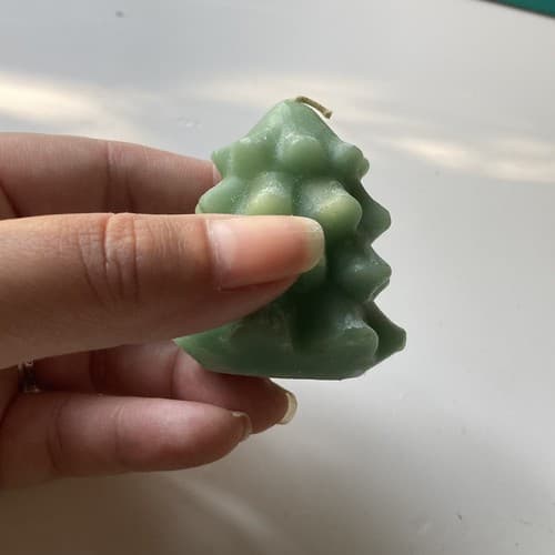 Vintage Green Christmas Tree Candle Made In Hong Kong Unlit - Thumbnail 3