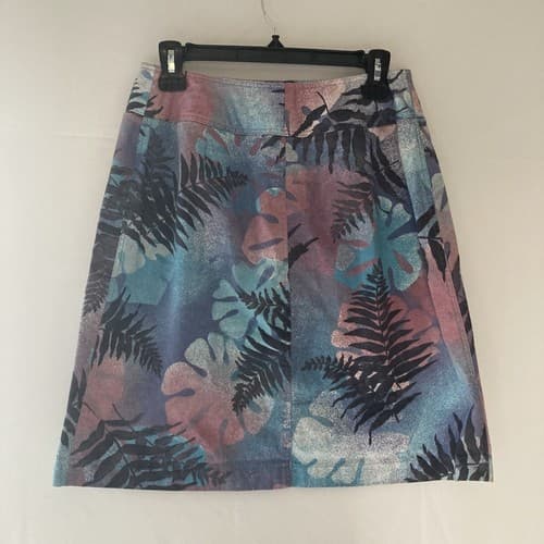Vintage Harve Benard Tropical Palm Botanical AOP Cotton Skirt Size 8 VTG A-line - Thumbnail 2