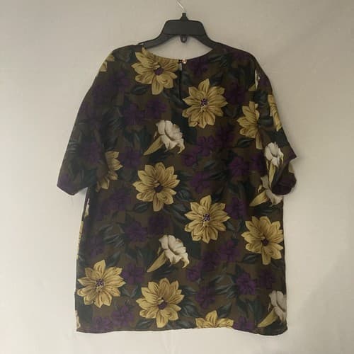 Vintage 90s Women's Silk Floral Boxy Shirt Top SILK CLUB L-XL grunge cottage - Thumbnail 6