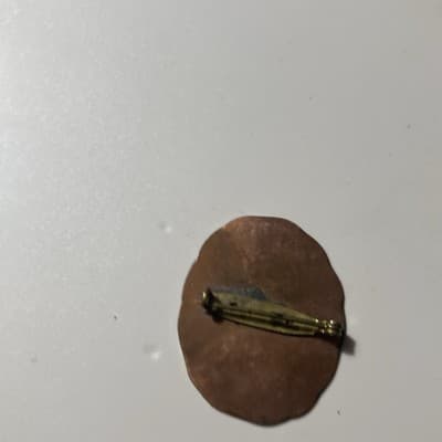 Vintage Handmade Copper Native American Headdress Lady Eteched Enamel Brooch Pin - Thumbnail 8
