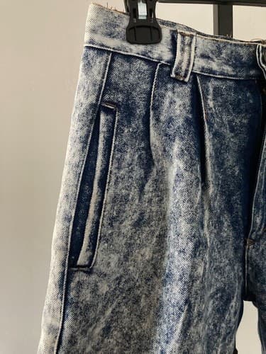 Vintage 80s 90s Acid Wash High Waisted Denim Jean MOM Shorts Holdtex 28 in waist - Thumbnail 3
