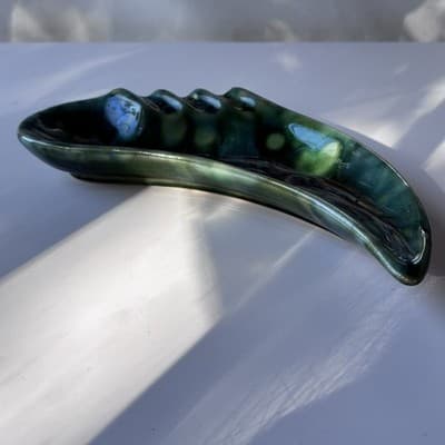 Vintage MCM Green Glazed Ceramic Pottery Ashtray Retro Mid Century Modern 60s 70 - Thumbnail 17
