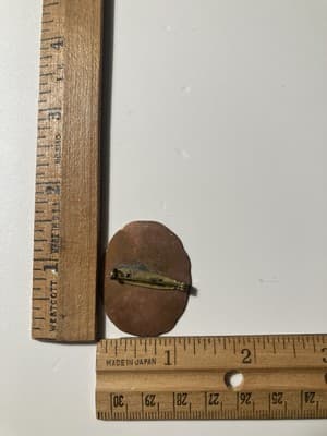 Vintage Handmade Copper Native American Headdress Lady Eteched Enamel Brooch Pin - Thumbnail 4
