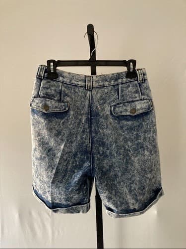 Vintage 80s 90s Acid Wash High Waisted Denim Jean MOM Shorts Holdtex 28 in waist - Thumbnail 2