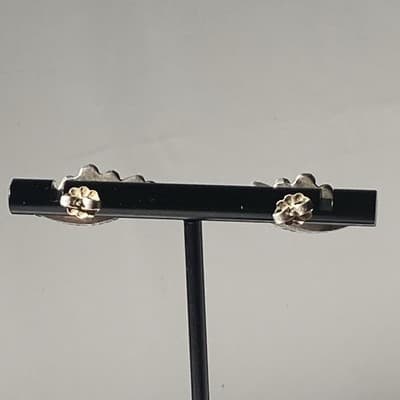 VTG Zuni Native American Sterling Silver Post EarringsTurquoise MOP Petit Point - Thumbnail 7
