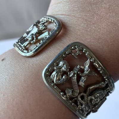 VTG Masonic Ten 10 Commandments Figural Cuff Bracelet George Kenning & Son LDN - Thumbnail 20