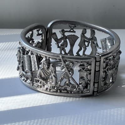 VTG Masonic Ten 10 Commandments Figural Cuff Bracelet George Kenning & Son LDN - Thumbnail 6