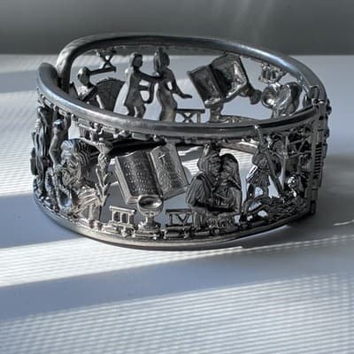VTG Masonic Ten 10 Commandments Figural Cuff Bracelet George Kenning & Son LDN - Thumbnail 9