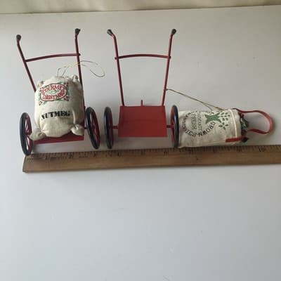 Vintage Christmas Ornaments 3pcs Red Wheelbarrow Kurt Adler Read Description - Thumbnail 8
