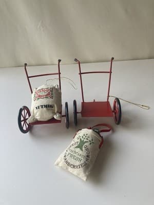 Vintage Christmas Ornaments 3pcs Red Wheelbarrow Kurt Adler Read Description