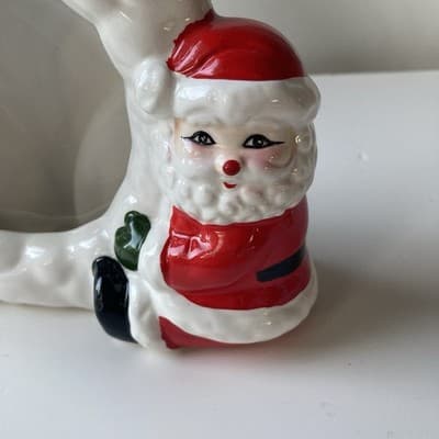 Vintage Christmas Santa Ceramic Picture Frame VTG XMAS Santa Claus Wreath 80/90s - Thumbnail 10