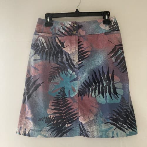 Vintage Harve Benard Tropical Palm Botanical AOP Cotton Skirt Size 8 VTG A-line