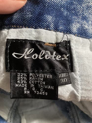 Vintage 80s 90s Acid Wash High Waisted Denim Jean MOM Shorts Holdtex 28 in waist - Thumbnail 14