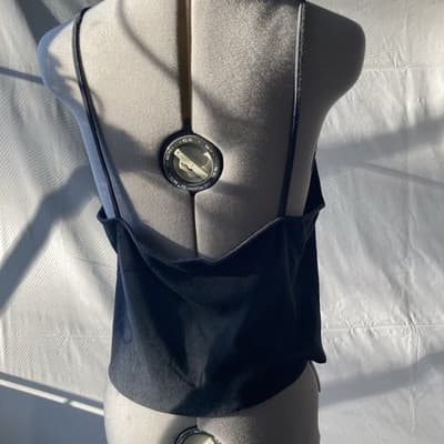 Vintage Fredericks of Hollywood Black Lace Cami Camisole Tank Top Whimsygoth L - Thumbnail 6