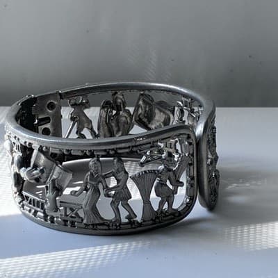 VTG Masonic Ten 10 Commandments Figural Cuff Bracelet George Kenning & Son LDN - Thumbnail 3