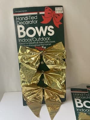 Vintage Christmas Gold Bow Ornaments Wreaths Gifts Deadstock 3Packs Good Tidings - Thumbnail 7
