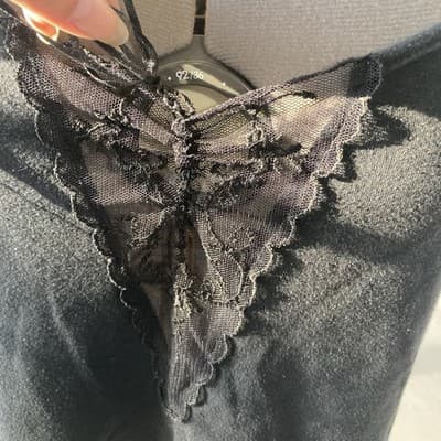 Vintage Fredericks of Hollywood Black Lace Cami Camisole Tank Top Whimsygoth L - Thumbnail 12