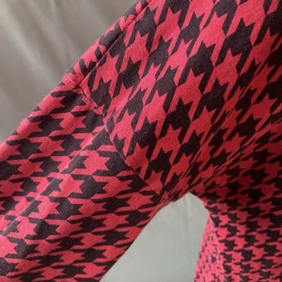 Vintage Womens Houndstooth Shirt Top COTTON Preppy Office Core Red Black Medium - Thumbnail 8
