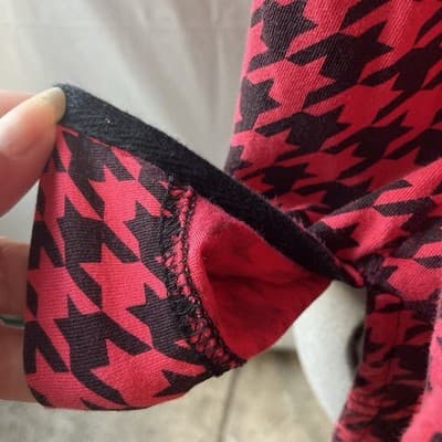Vintage Womens Houndstooth Shirt Top COTTON Preppy Office Core Red Black Medium - Thumbnail 9