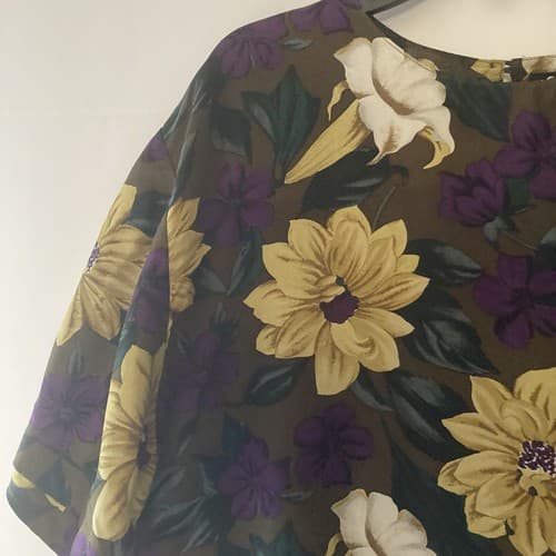 Vintage 90s Women's Silk Floral Boxy Shirt Top SILK CLUB L-XL grunge cottage - Thumbnail 3