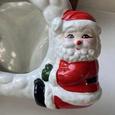 Vintage Christmas Santa Ceramic Picture Frame VTG XMAS Santa Claus Wreath 80/90s - Thumbnail 15