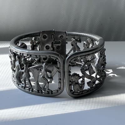 VTG Masonic Ten 10 Commandments Figural Cuff Bracelet George Kenning & Son LDN