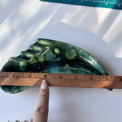 Vintage MCM Green Glazed Ceramic Pottery Ashtray Retro Mid Century Modern 60s 70 - Thumbnail 10