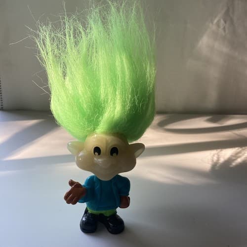 Vintage Neon Green Hair Troll Doll Burger King Kids Club Glow In The Dark 1990s - Thumbnail 2