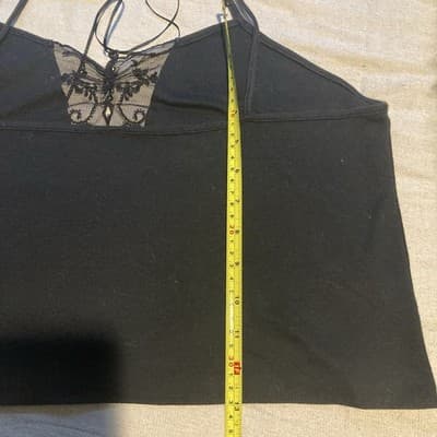 Vintage Fredericks of Hollywood Black Lace Cami Camisole Tank Top Whimsygoth L - Thumbnail 17