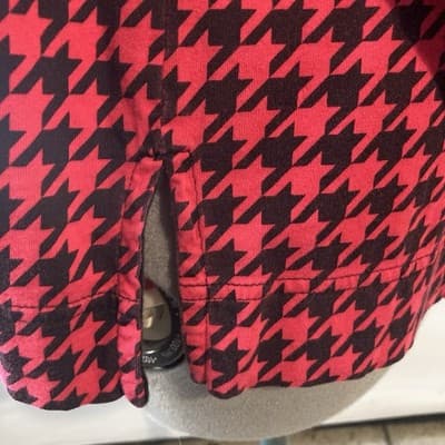 Vintage Womens Houndstooth Shirt Top COTTON Preppy Office Core Red Black Medium - Thumbnail 10