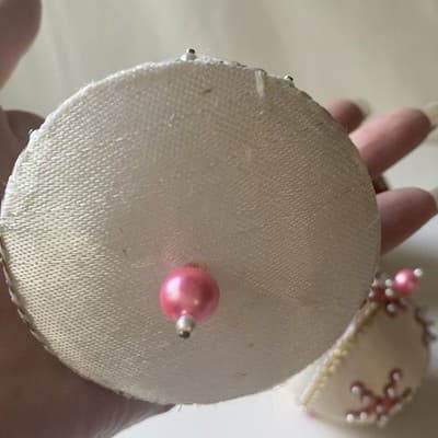 Vintage Christmas Ornaments Push Pin Sequins Calico Home Made Retro Bell 4 Pcs - Thumbnail 13