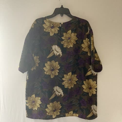 Vintage 90s Women's Silk Floral Boxy Shirt Top SILK CLUB L-XL grunge cottage - Thumbnail 5